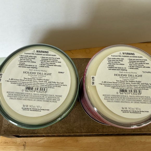 Bath & Body Works Holiday Dill-ight (Dill Pickle) 3 wick Candle w/Essential Oils - Picture 4 of 4